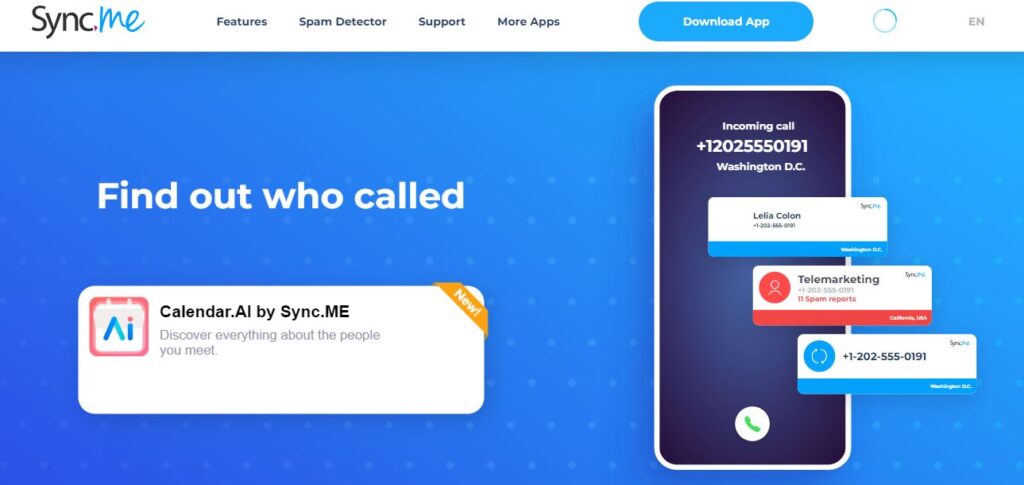 موقع Sync - كشف اسم المتصل بدون برنامج